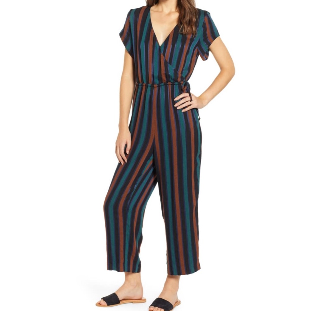 Madewell - Stripe Short Sleeve Wrap Jumpsuit